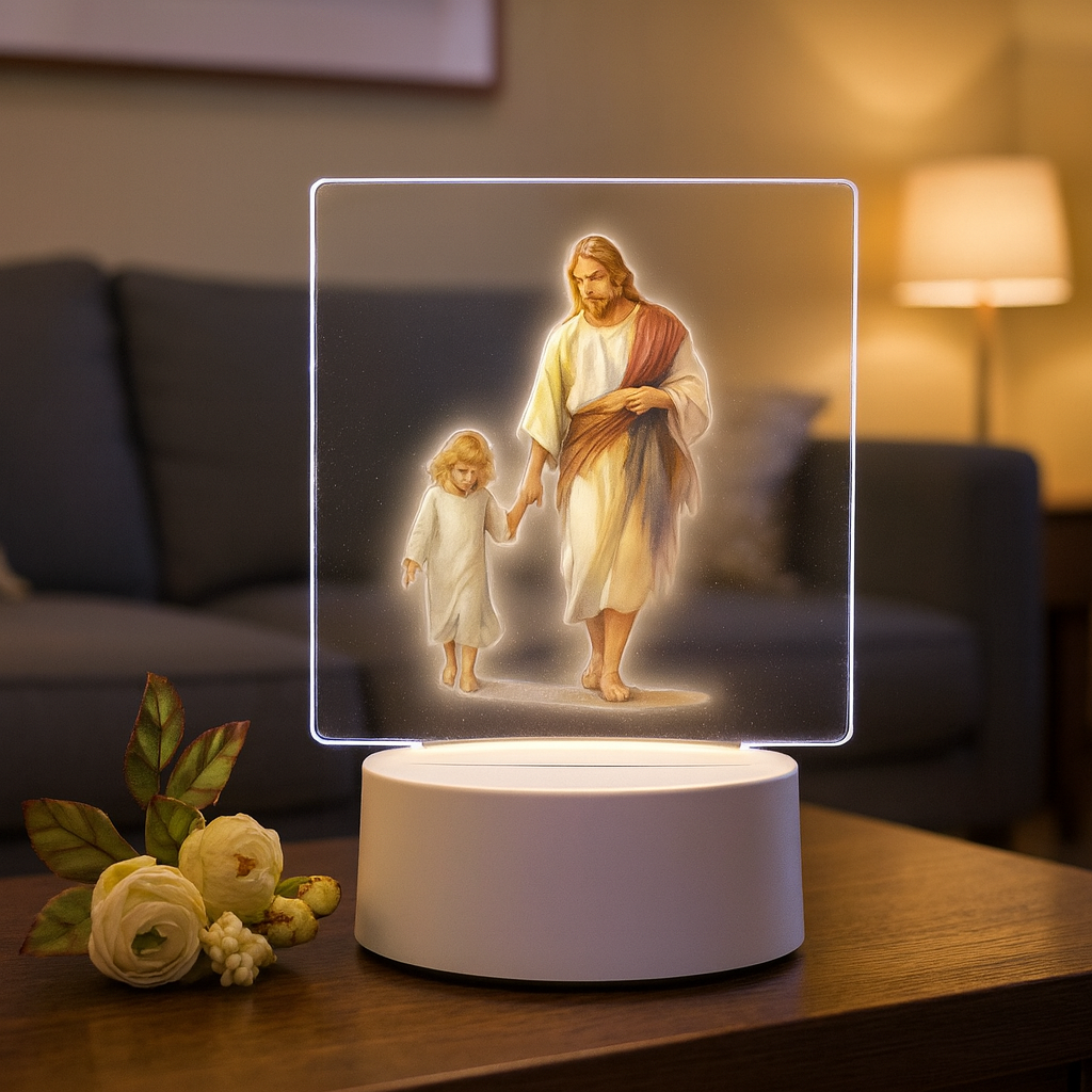 Lámpara LED Jesús con Niño – Luz de Fe y Esperanza