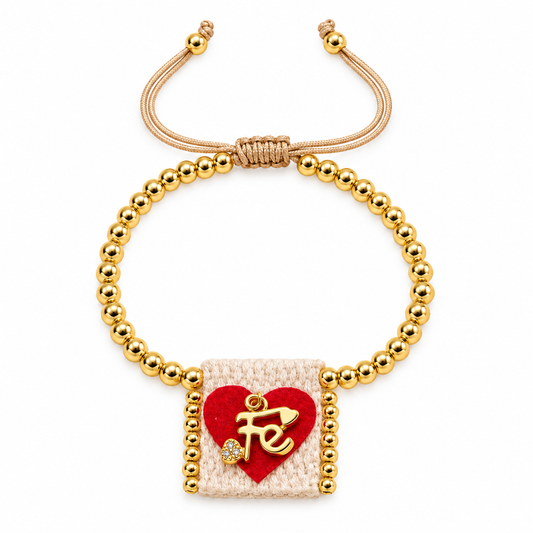 Brazalete Católico Fe en Mi Corazón Marfil