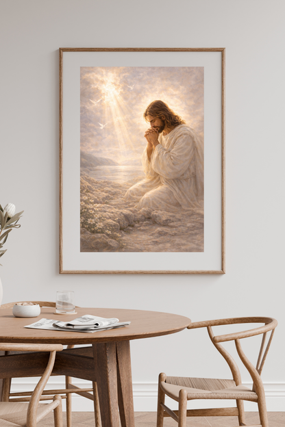 Jesucristo en oración | Obra espiritual para tu hogar | Arte devocional cristiano