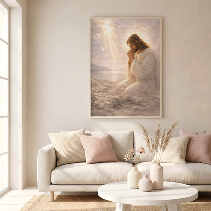 Jesucristo en oración | Obra espiritual para tu hogar | Arte devocional cristiano