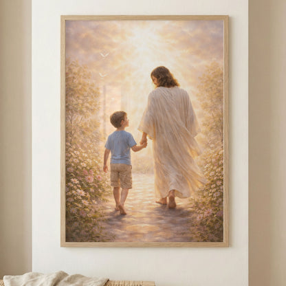 Caminando con Jesús | Obra espiritual para tu hogar | Arte devocional cristiano