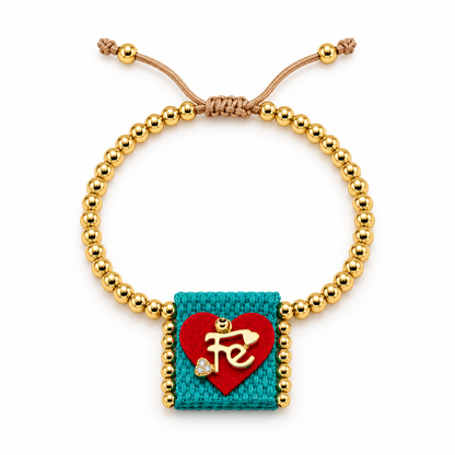 Brazalete Católico Fe en Mi Corazón Turquesa