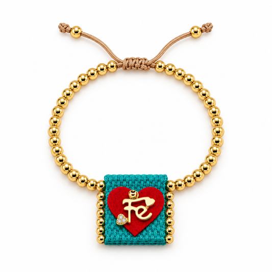 Brazalete Católico Fe en Mi Corazón Turquesa