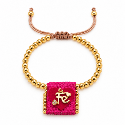 Brazalete Católico Fe en Mi Corazón Fucsia