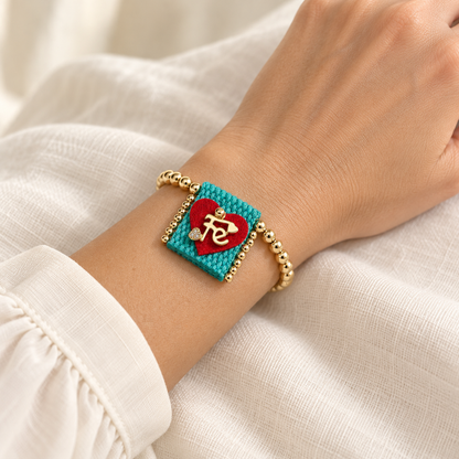 Brazalete Católico Fe en Mi Corazón Turquesa