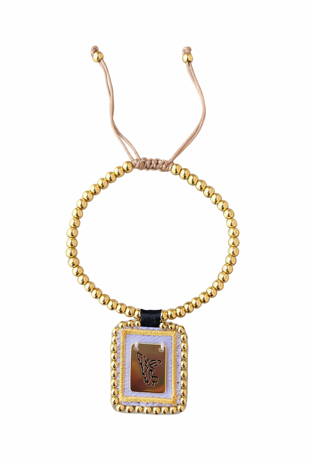 Spiritual bracelet with a medal of Saint Michael the Archangel and gold beads