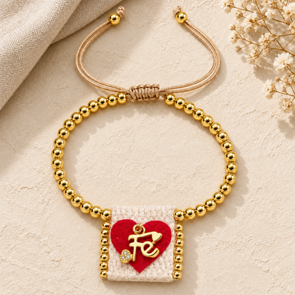 Brazalete Católico Fe en Mi Corazón Marfil