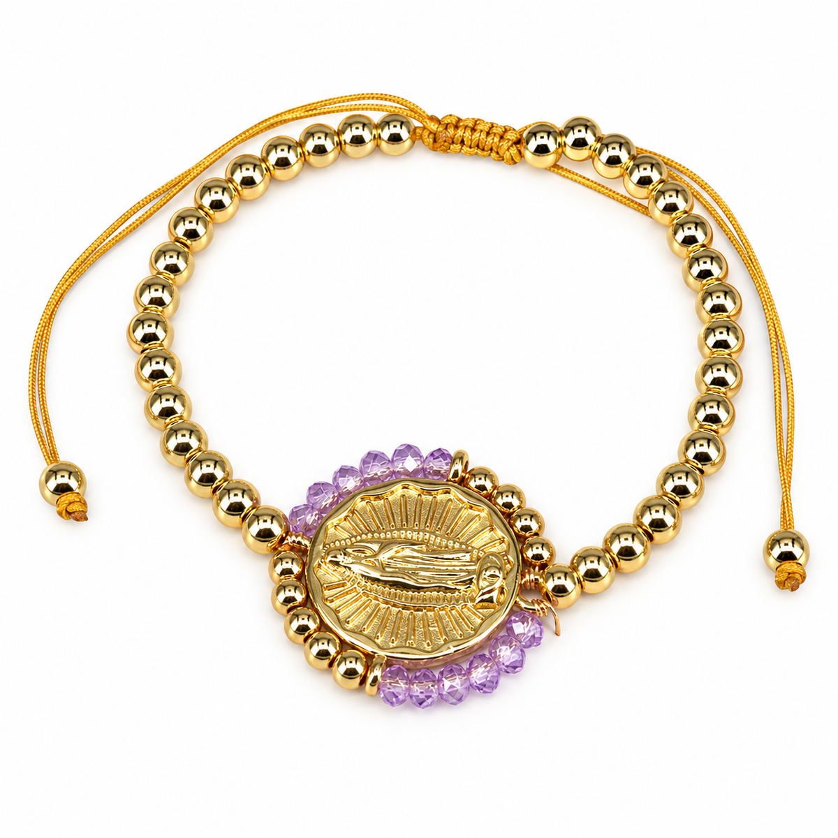 En la quietud de mi oración – Brazalete de la Virgen de Guadalupe en lila