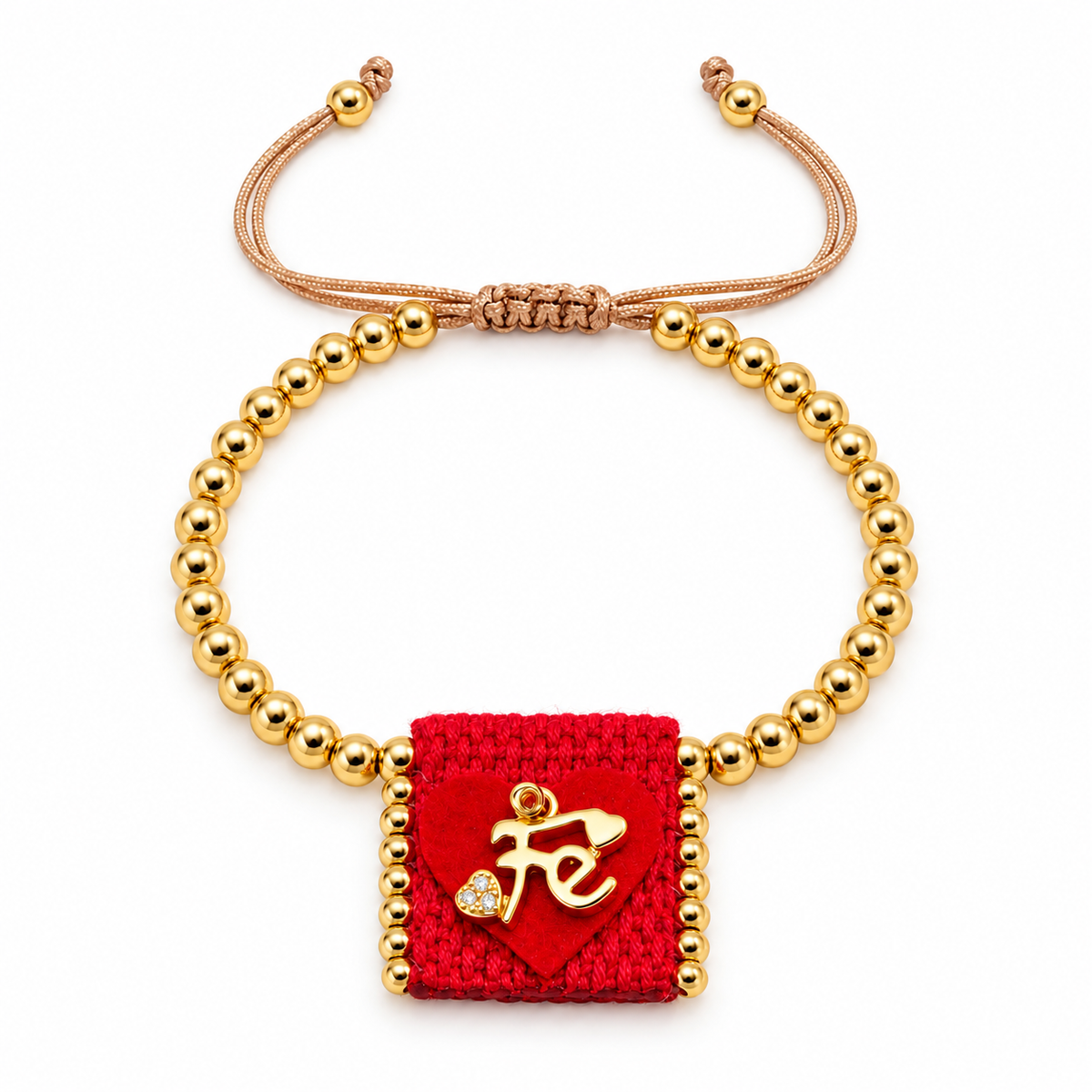 Brazalete Católico Fe en Mi Corazón Rojo
