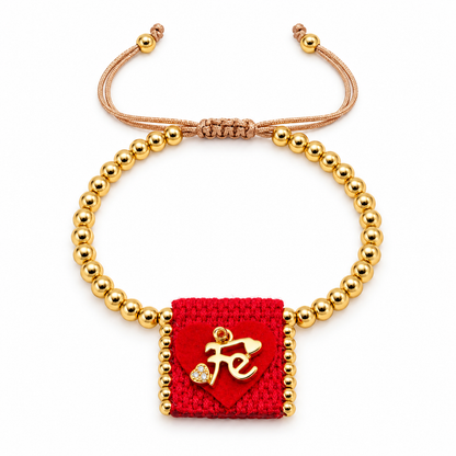 Brazalete Católico Fe en Mi Corazón Rojo