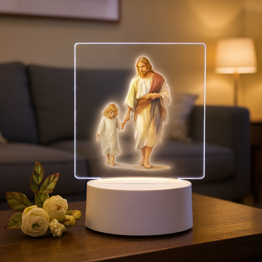 Lámpara LED Jesús con Niño – Luz de Fe y Esperanza