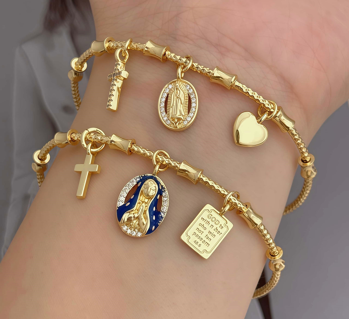 Devotional bracelet of the Virgin of Guadalupe with charms
