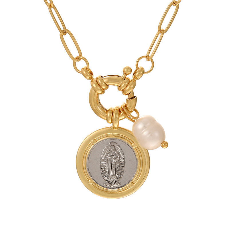 Religious necklace Virgin of Guadalupe in stainless steel 