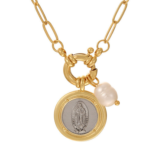 Collar religioso Virgen de Guadalupe en acero inoxidable