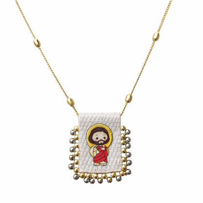 Religious necklace Jesus embroidered handcrafted design