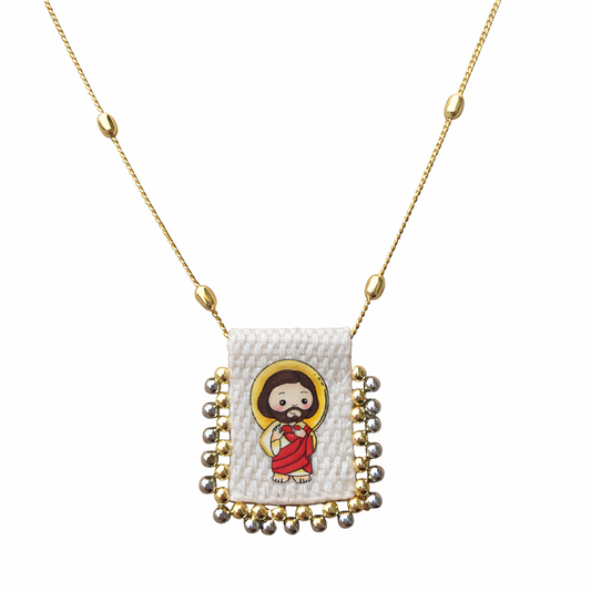 Religious necklace Jesus embroidered handcrafted design