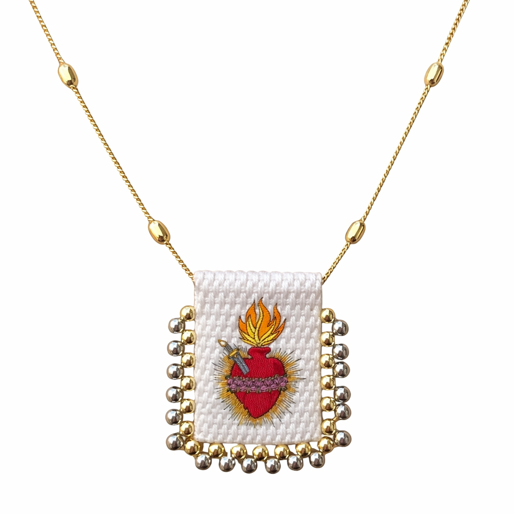 Sacred Heart religious necklace, handcrafted design