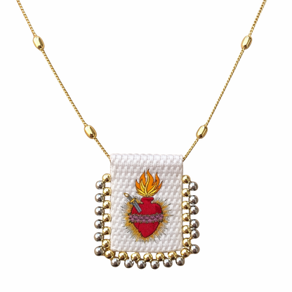 Sacred Heart religious necklace, handcrafted design