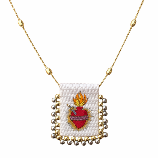 Sacred Heart religious necklace, handcrafted design
