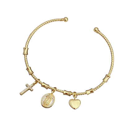 Religious bracelet, Virgin of Guadalupe, gold tone