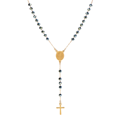 Gold St. Benedict rosary with olive green acrylic beads