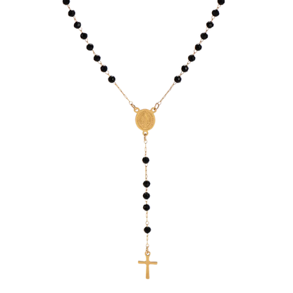 Gold St. Benedict rosary with black acrylic beads
