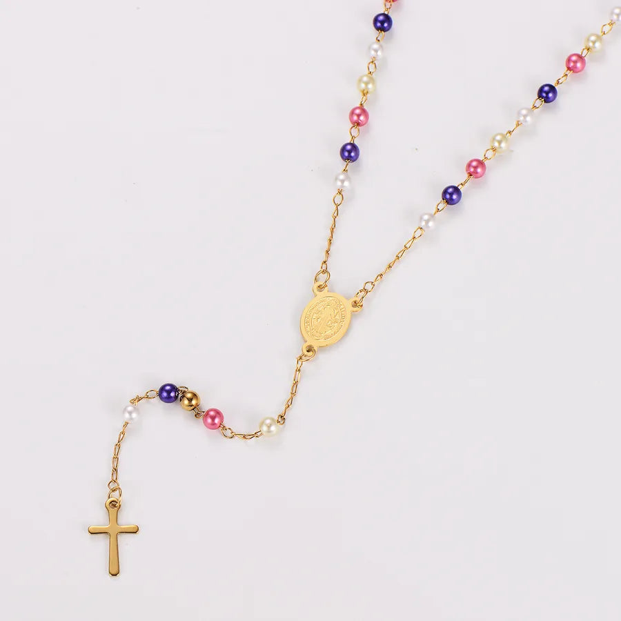Rosary Saint Benedict Guardian Light Rainbow Pearl