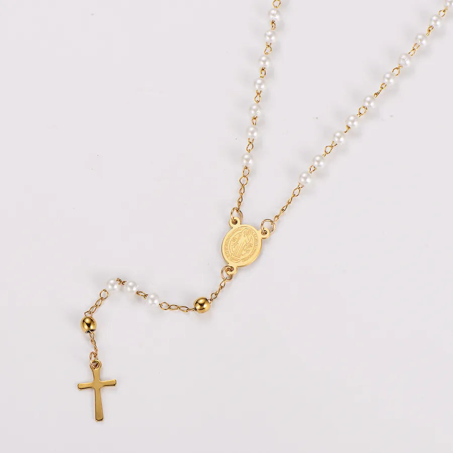 Rosary Saint Benedict Guardian Light Ivory Pearl 