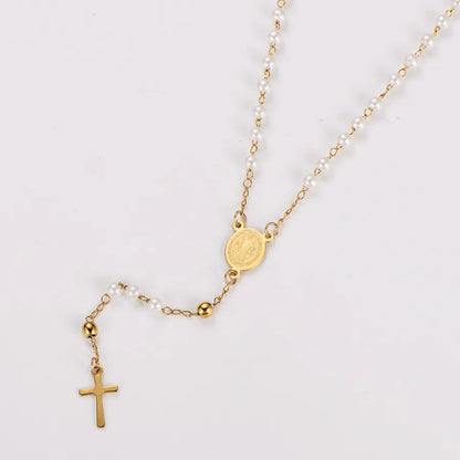 Rosary Saint Benedict Guardian Light Ivory Pearl 