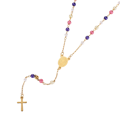 Rosary Saint Benedict Guardian Light Rainbow Pearl
