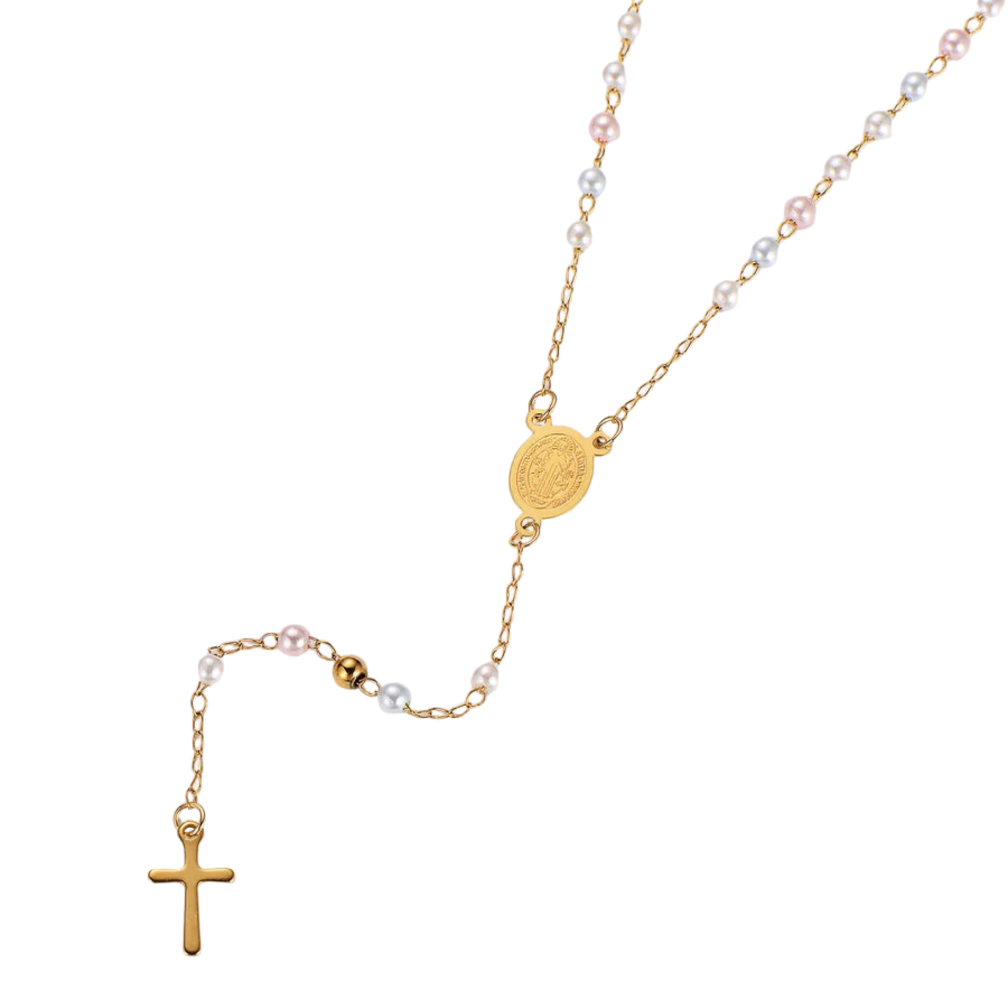 Rosary Saint Benedict Guardian Light Pastel Pearl 