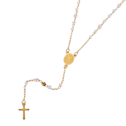 Rosary Saint Benedict Guardian Light Pastel Pearl 