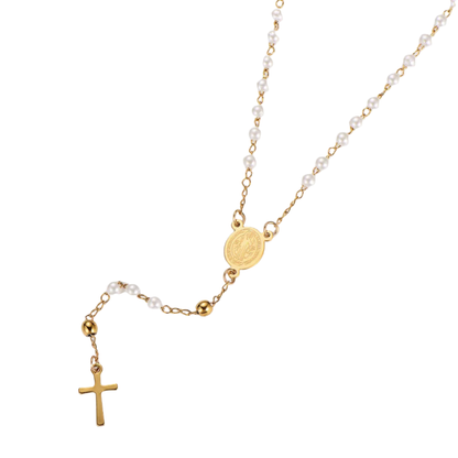 Rosary Saint Benedict Guardian Light Ivory Pearl 